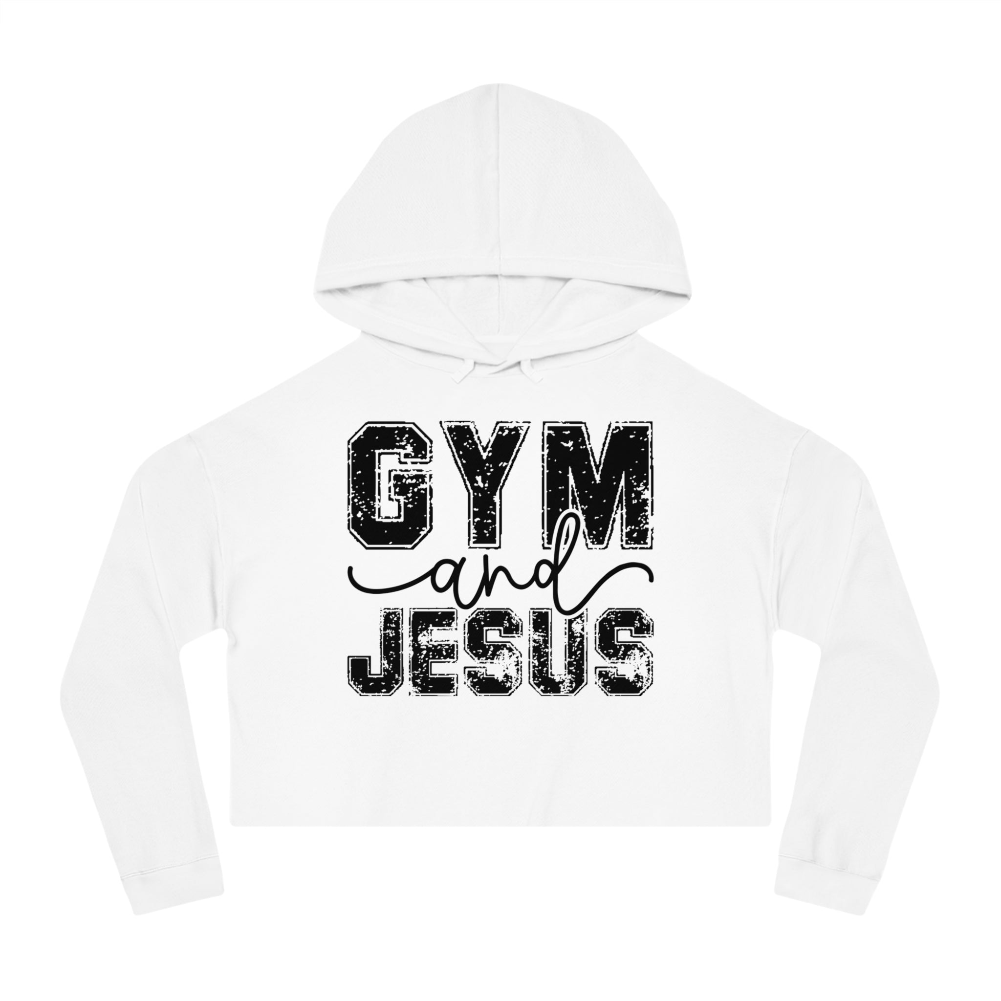 Cropped Hoodie — "Gym and Jesus" Christian Fitness Crop Top