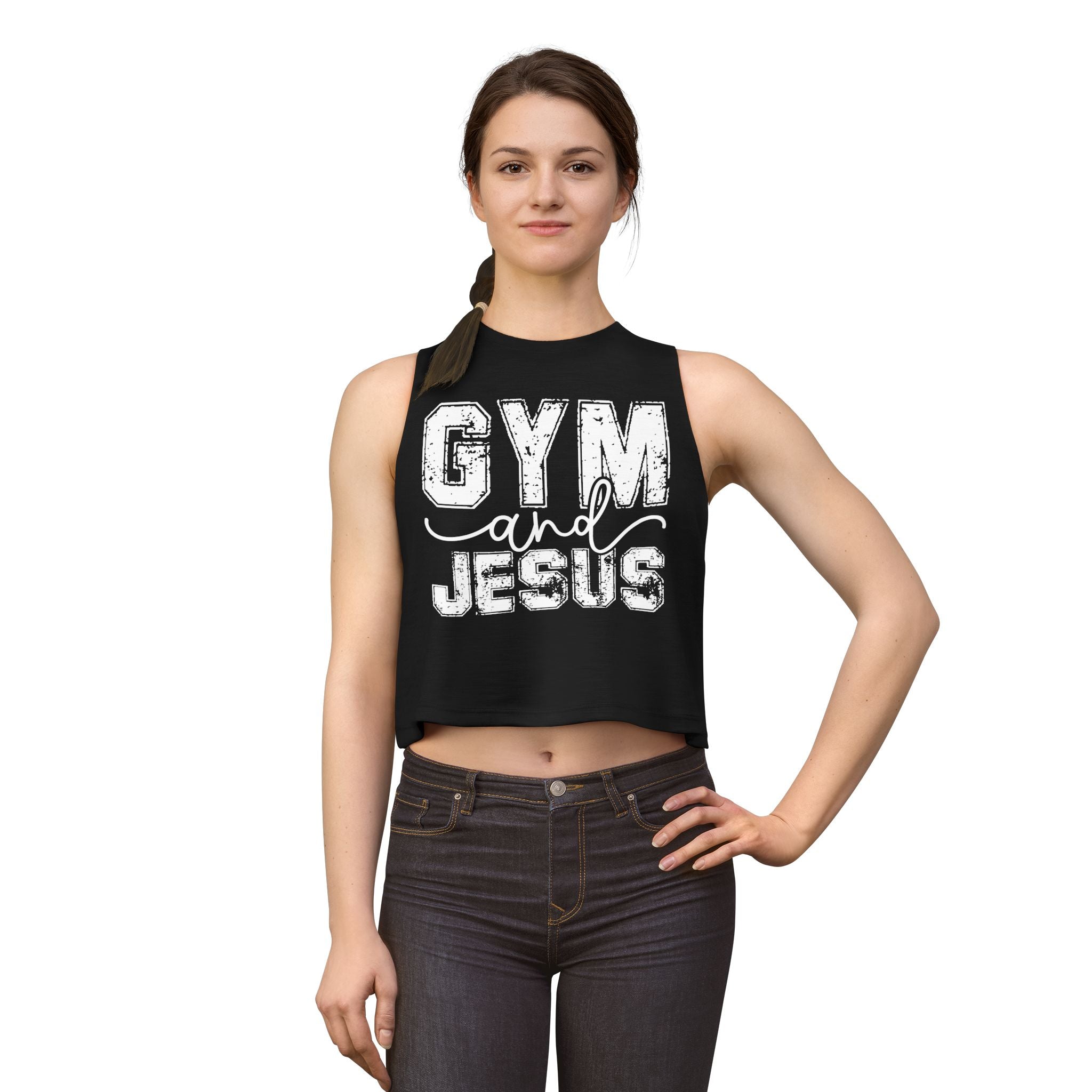 Gym and Jesus Crop Tank Top