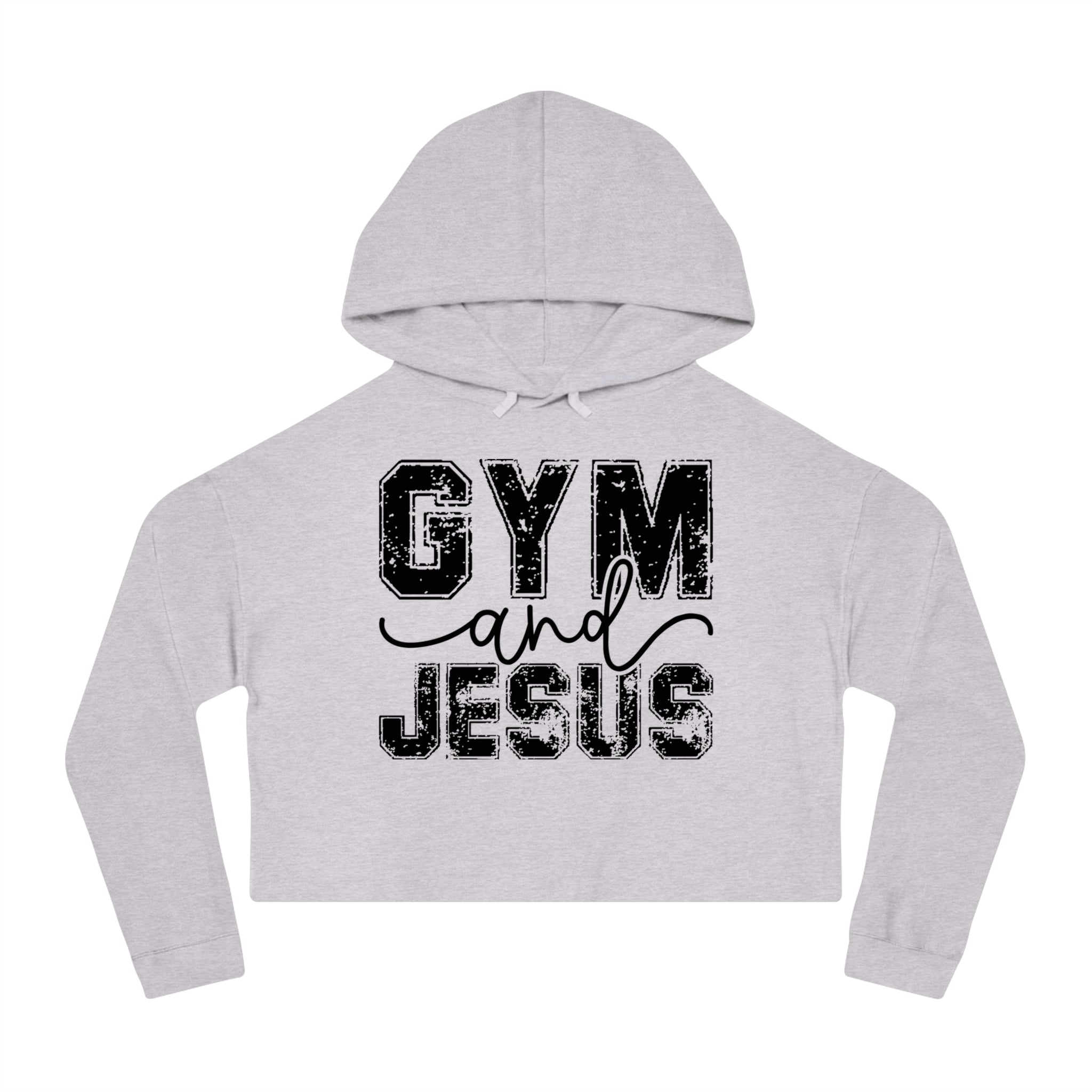 Cropped Hoodie — "Gym and Jesus" Christian Fitness Crop Top