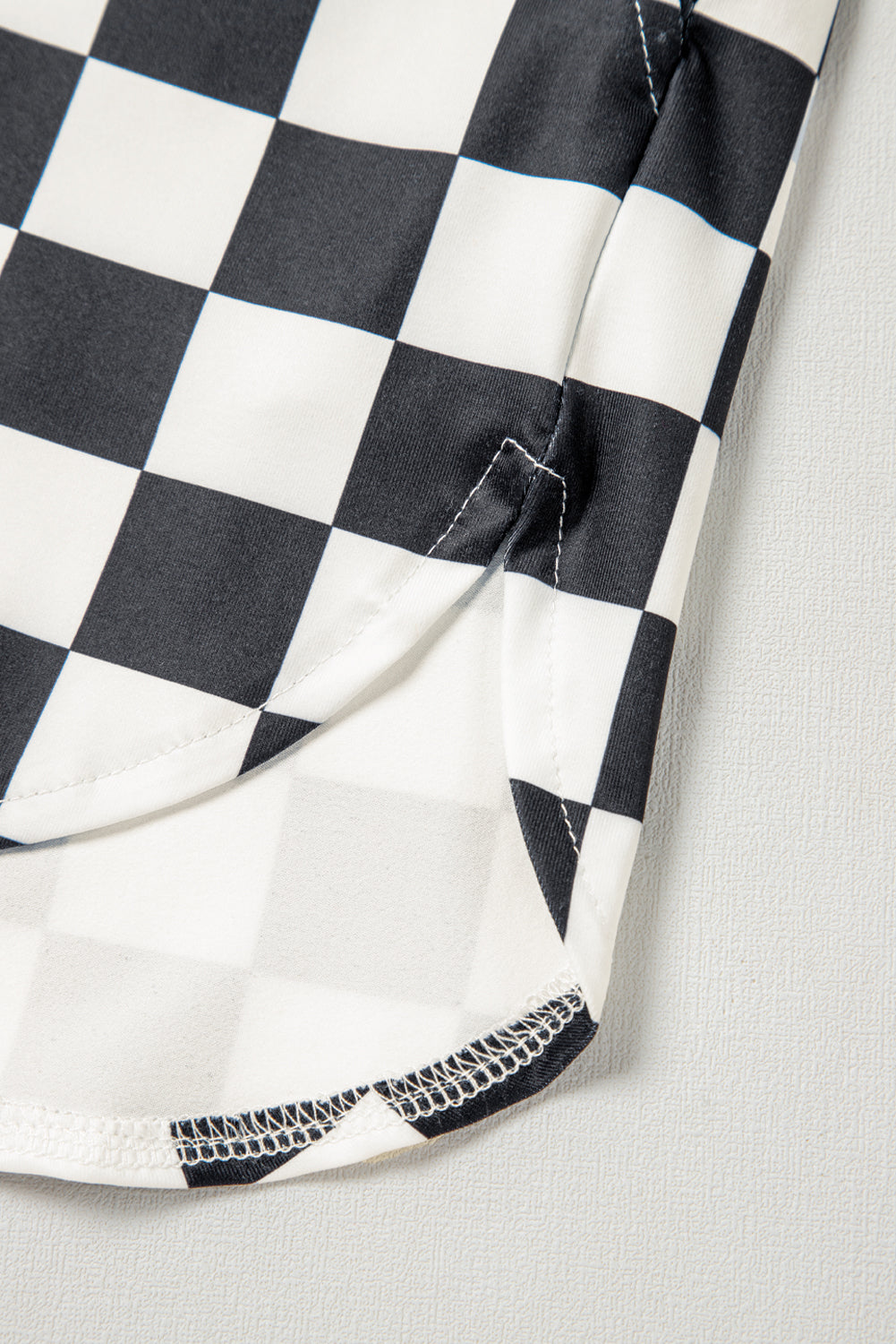 Black Checkered Print High Waist Casual Shorts