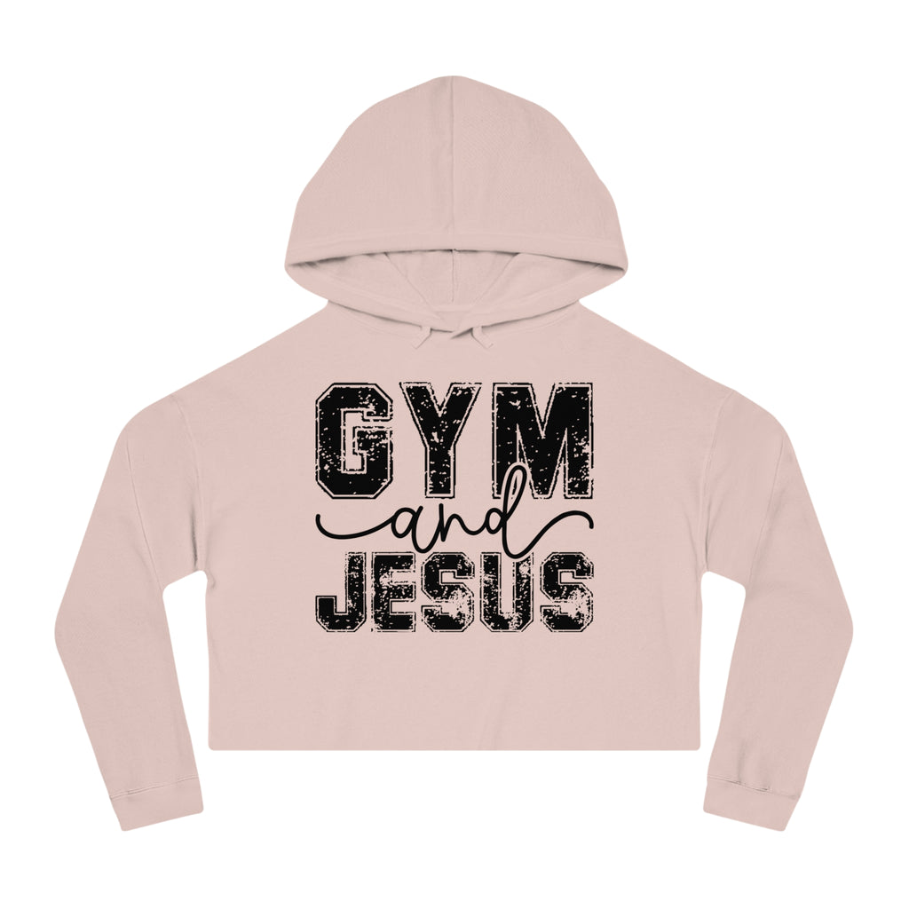 Cropped Hoodie — "Gym and Jesus" Christian Fitness Crop Top